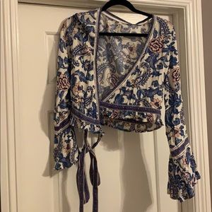 Boho wrap long sleeve with fun print!
